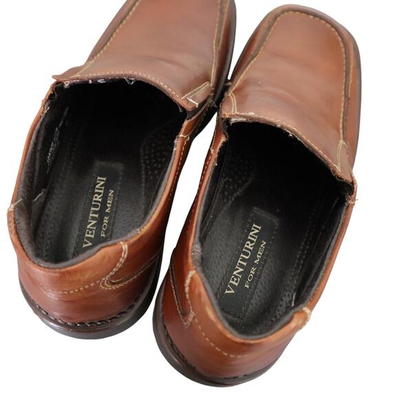 Venturini Mens Slip On Zeland Loafer Size 9.5 Brown Leather Comfort Dress Square - Picture 6 of 10